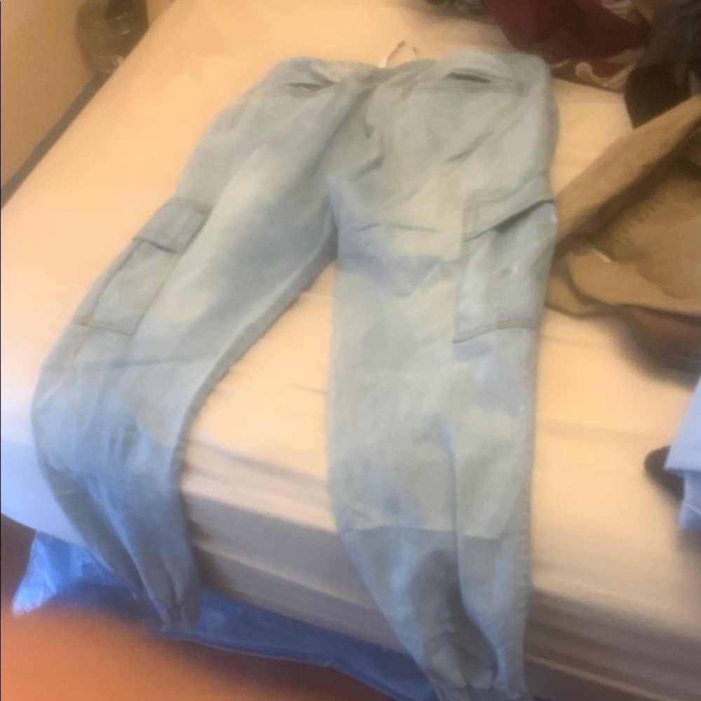 Men's Light Blue Cargo Jeans